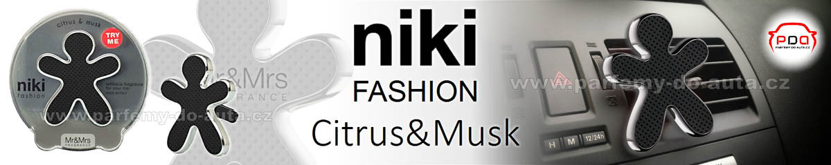 Voňavý panáček do auta Niki Fashion Citrus & Musk černý Mr Mrs Fragrance cz